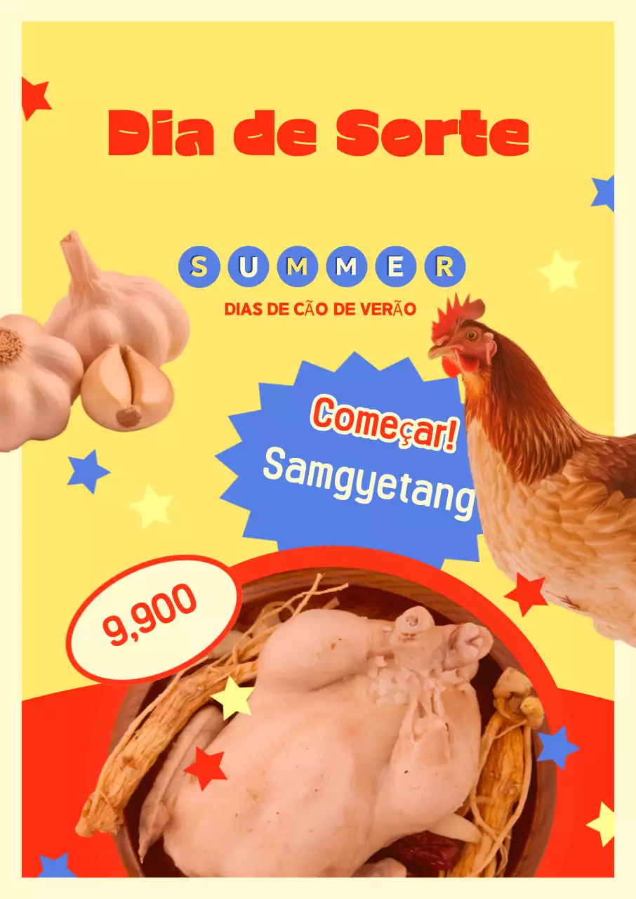 Promoção de Menu de Verão Retro Amarelo