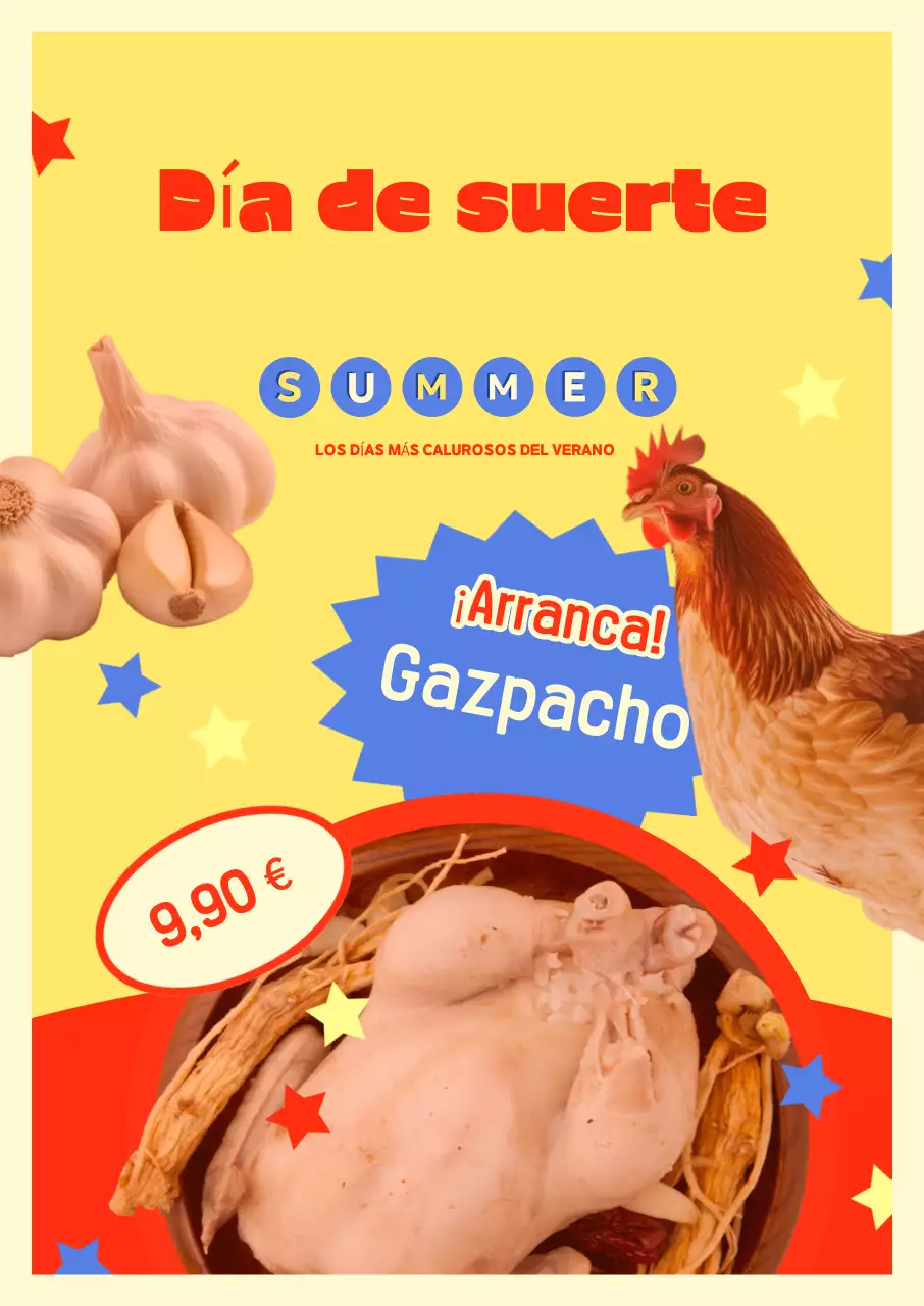 Promoción del menú de verano retro amarillo