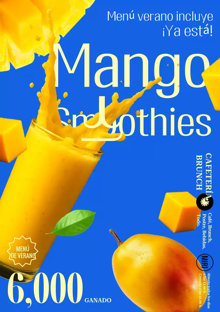 Anuncio del menú de verano de Blue Pop