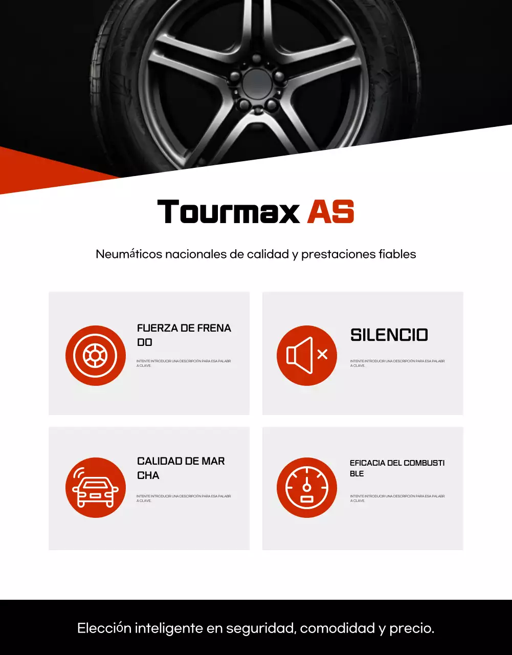 Anuncio de venta de neumáticos modernos negros para coche