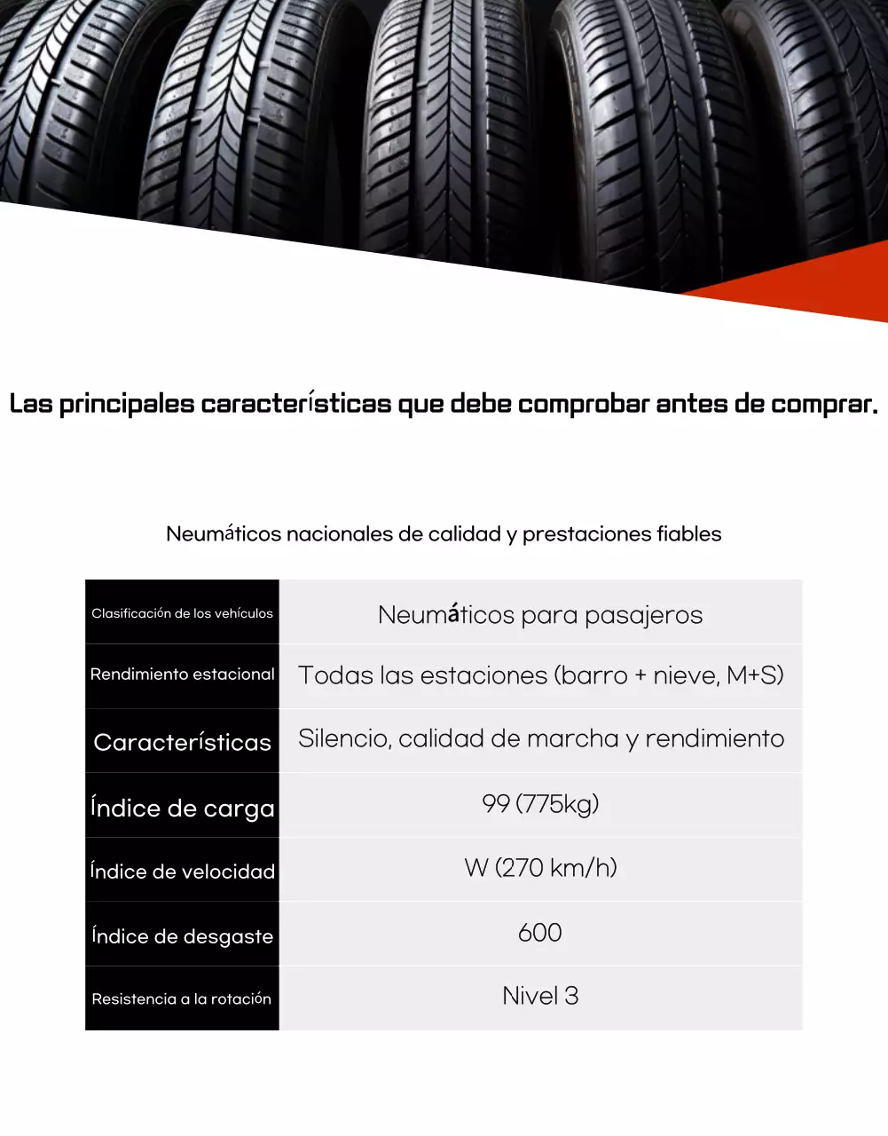 Anuncio de venta de neumáticos modernos negros para coche