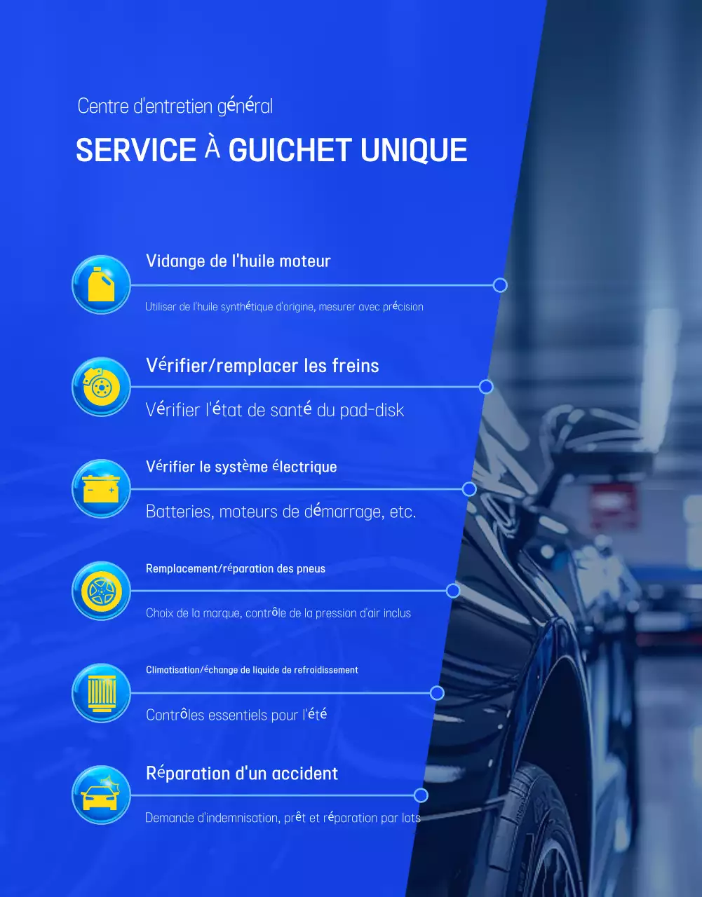 Publicité de réparation automobile moderne bleue