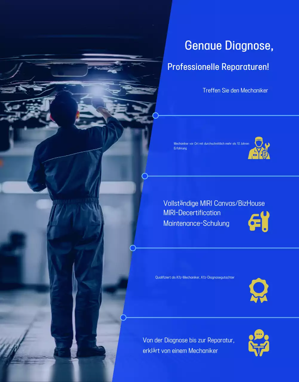 Blaue moderne Autoreparaturanzeige