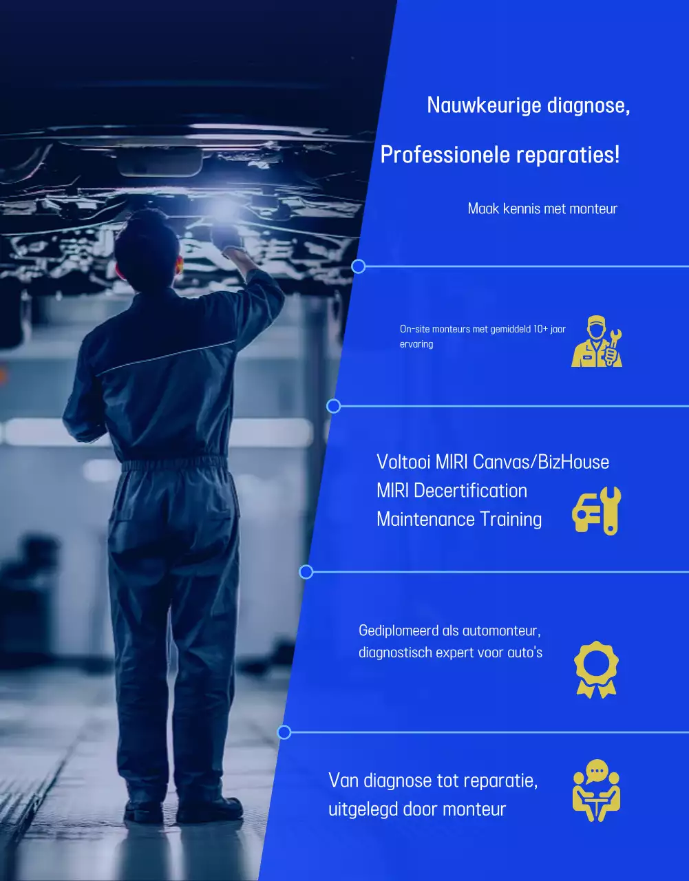 Advertentie voor blauwe moderne autoreparatie