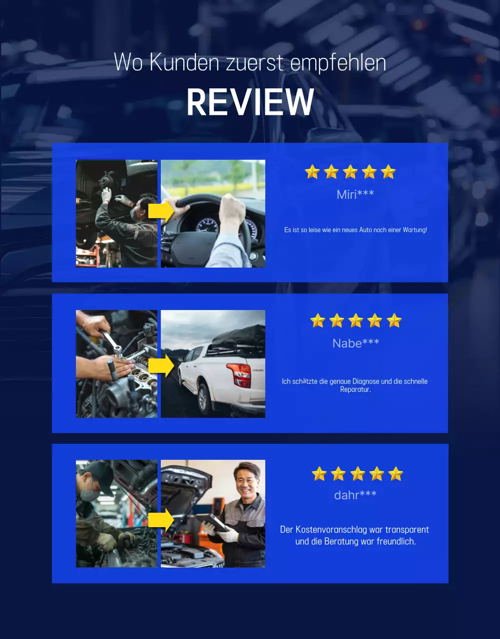 Blaue moderne Autoreparaturanzeige