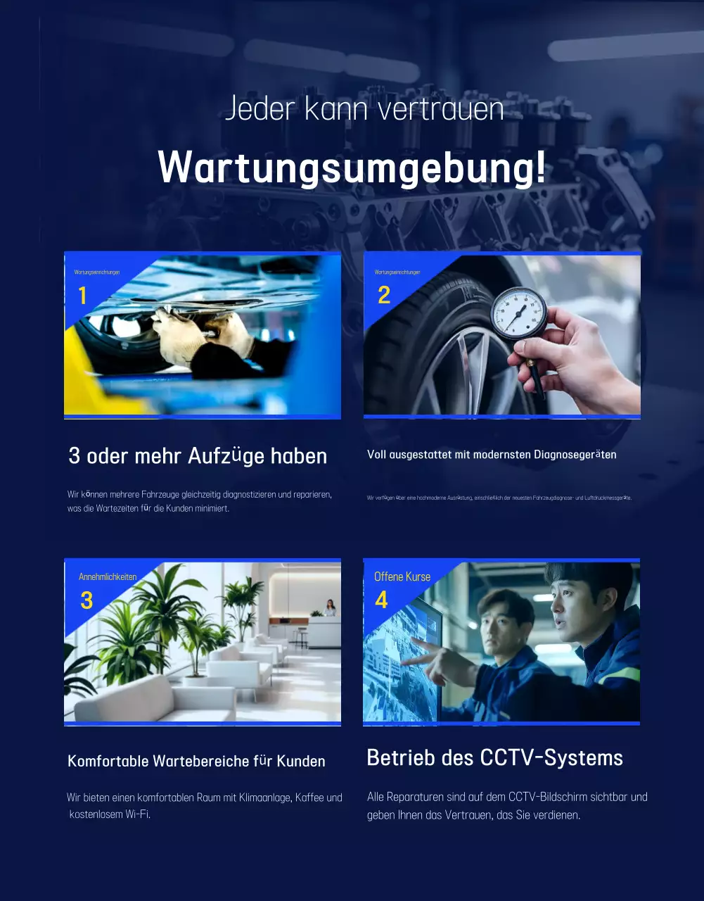 Blaue moderne Autoreparaturanzeige