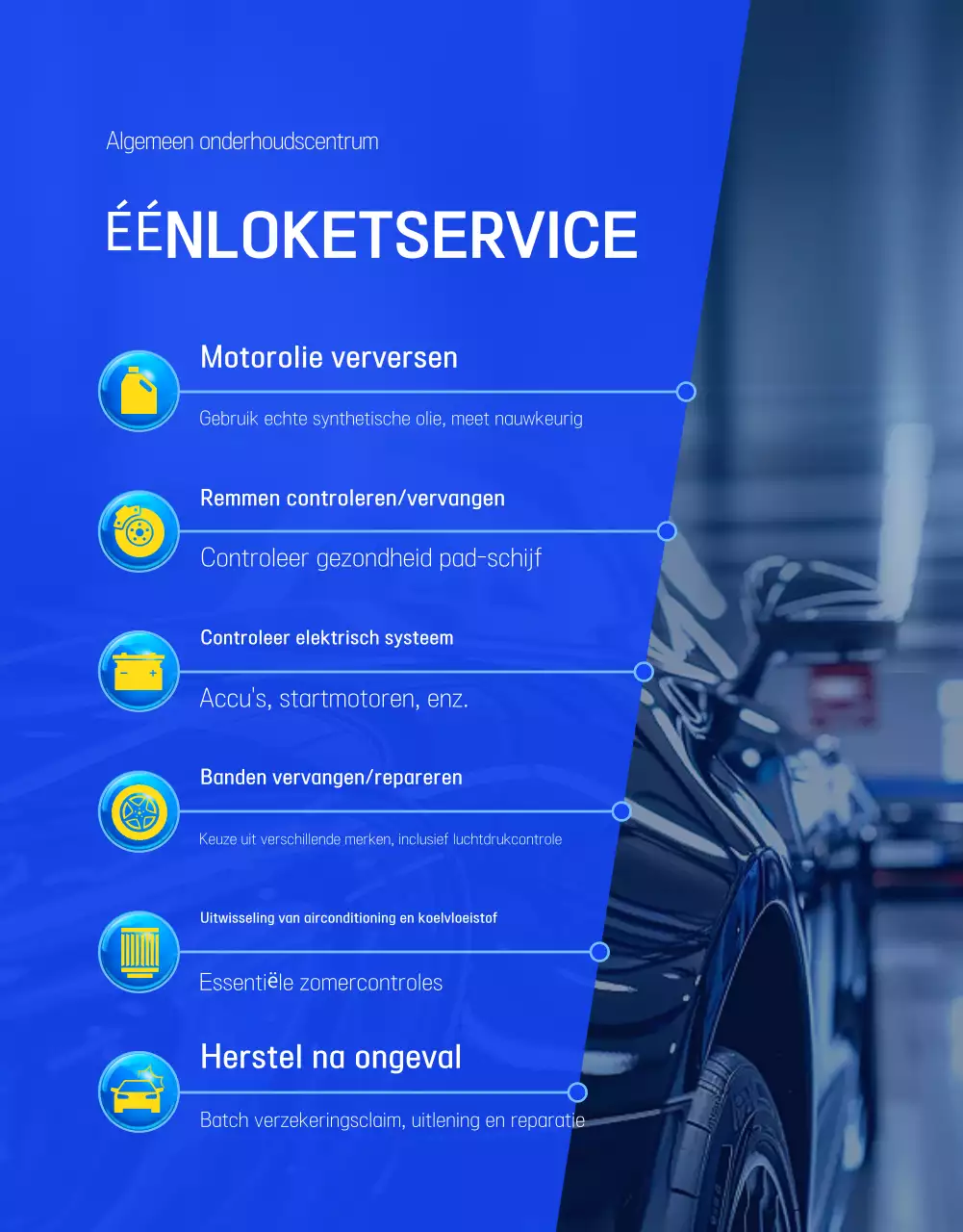 Advertentie voor blauwe moderne autoreparatie
