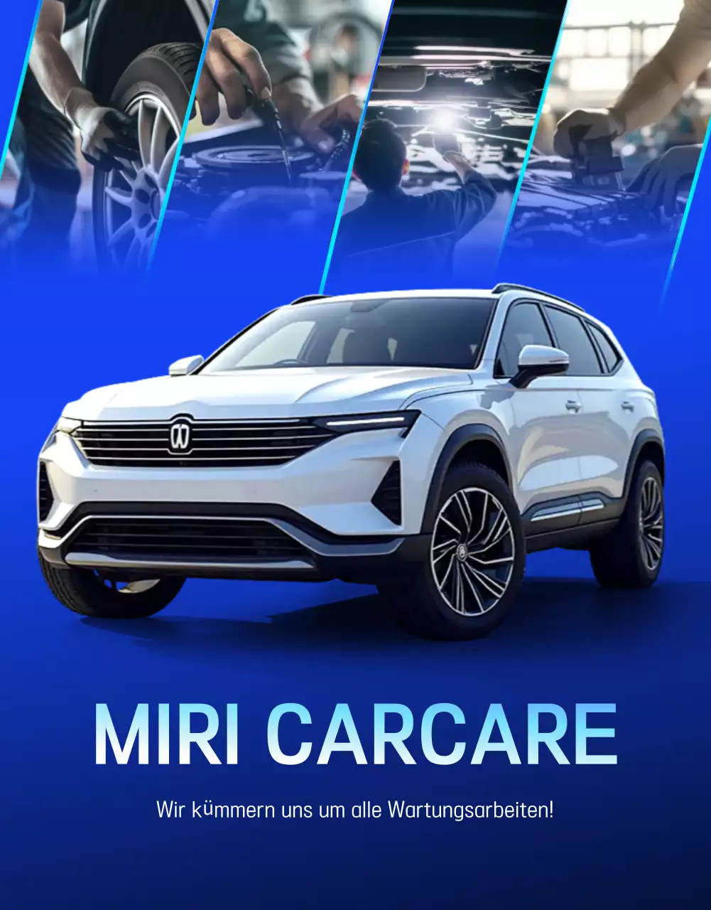 Blaue moderne Autoreparaturanzeige