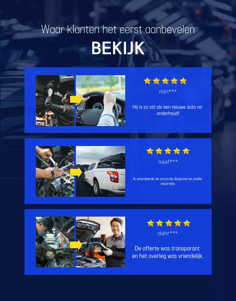 Advertentie voor blauwe moderne autoreparatie