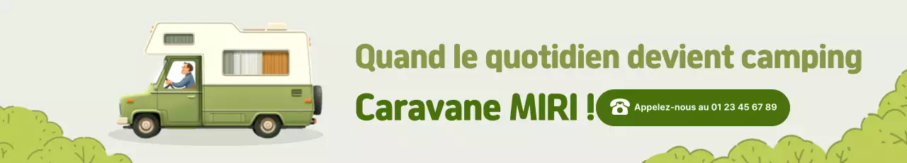 Publicité pour un camping-car simple kaki