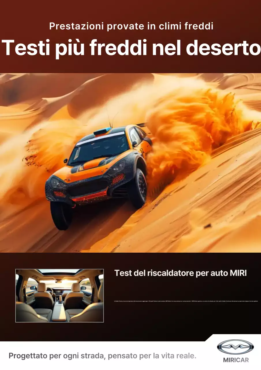 Pubblicità di un'auto con accenti arancioni