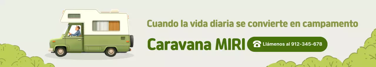 Anuncio de furgoneta camper sencilla de color caqui