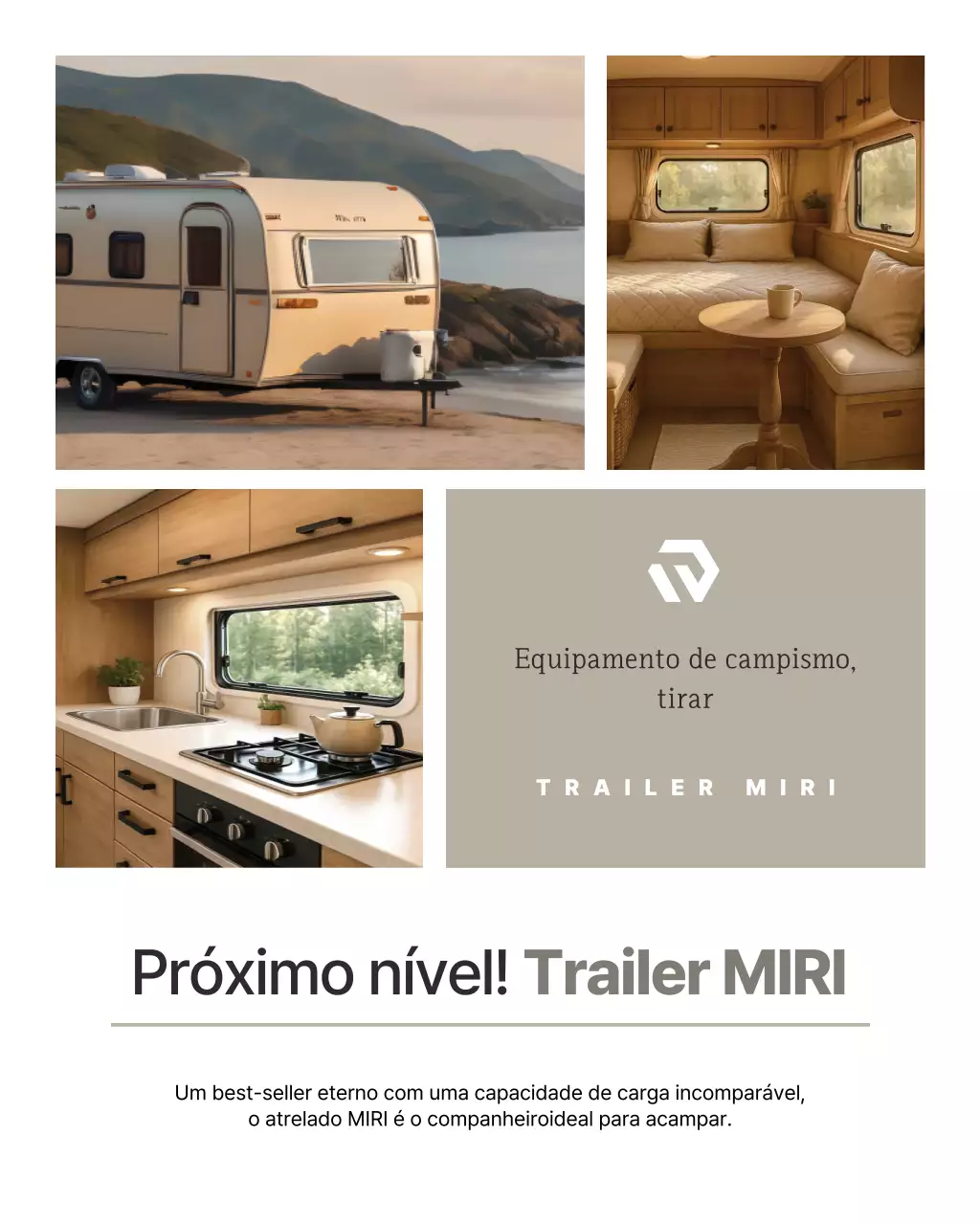 Anúncio de acampamento moderno bege