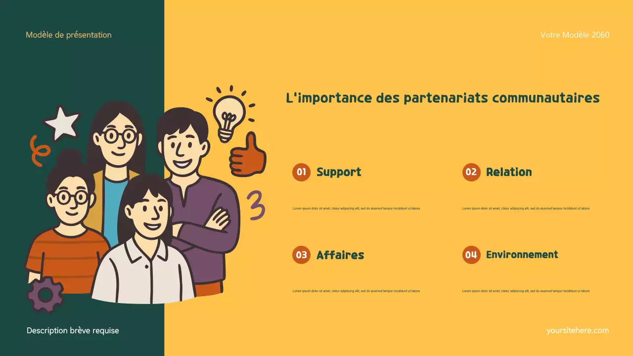 Présentation de la famille moderne et de l'inclusion verte et orange