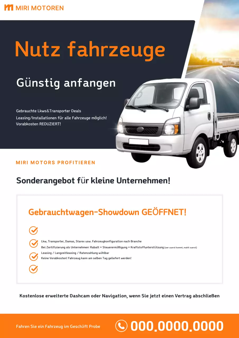 Orangefarbene moderne Autowerbung