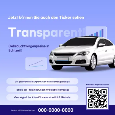 Himmelblaue moderne Gebrauchtwagenanzeige