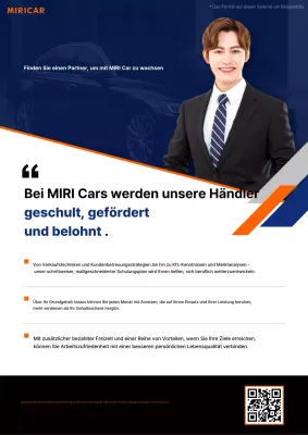 Moderne Stellenanzeige für Autohäuser in Orange und Blau