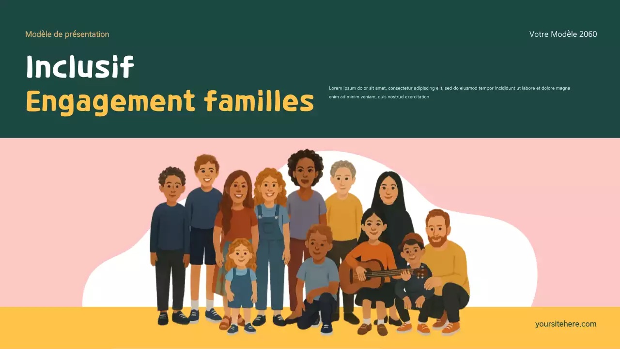 Présentation de la famille moderne et de l'inclusion verte et orange