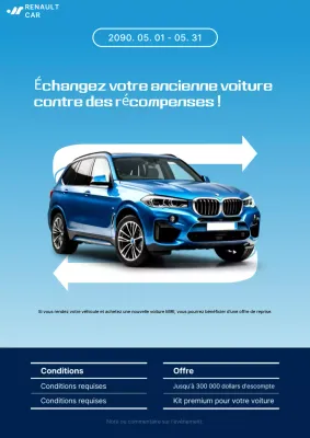 Promotion de voitures modernes bleues
