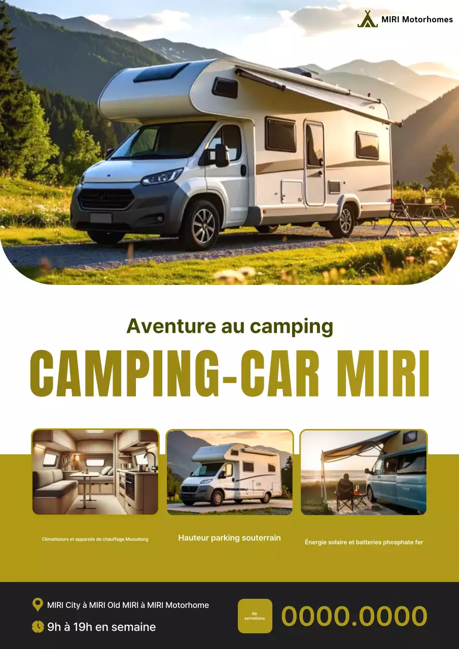 Publicité pour un camping-car moderne kaki