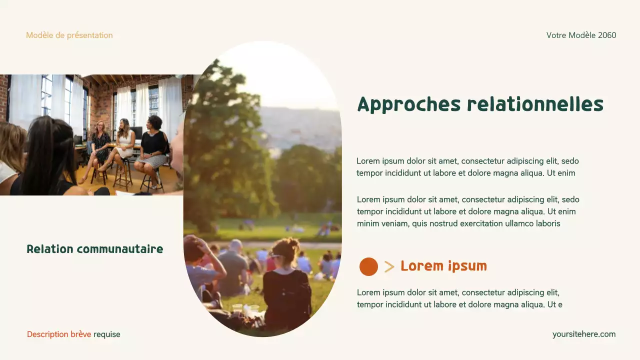 Présentation de la famille moderne et de l'inclusion verte et orange