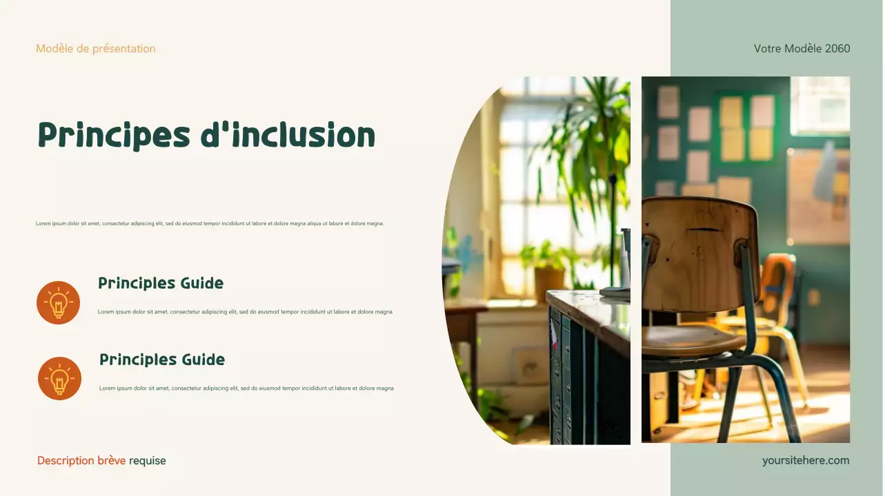 Présentation de la famille moderne et de l'inclusion verte et orange