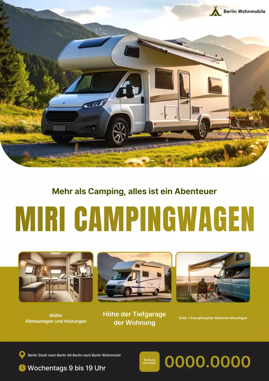 Khakifarbene moderne Wohnmobil-Werbung