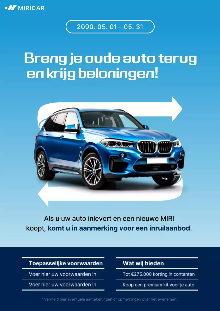 Blauwe moderne auto promotie