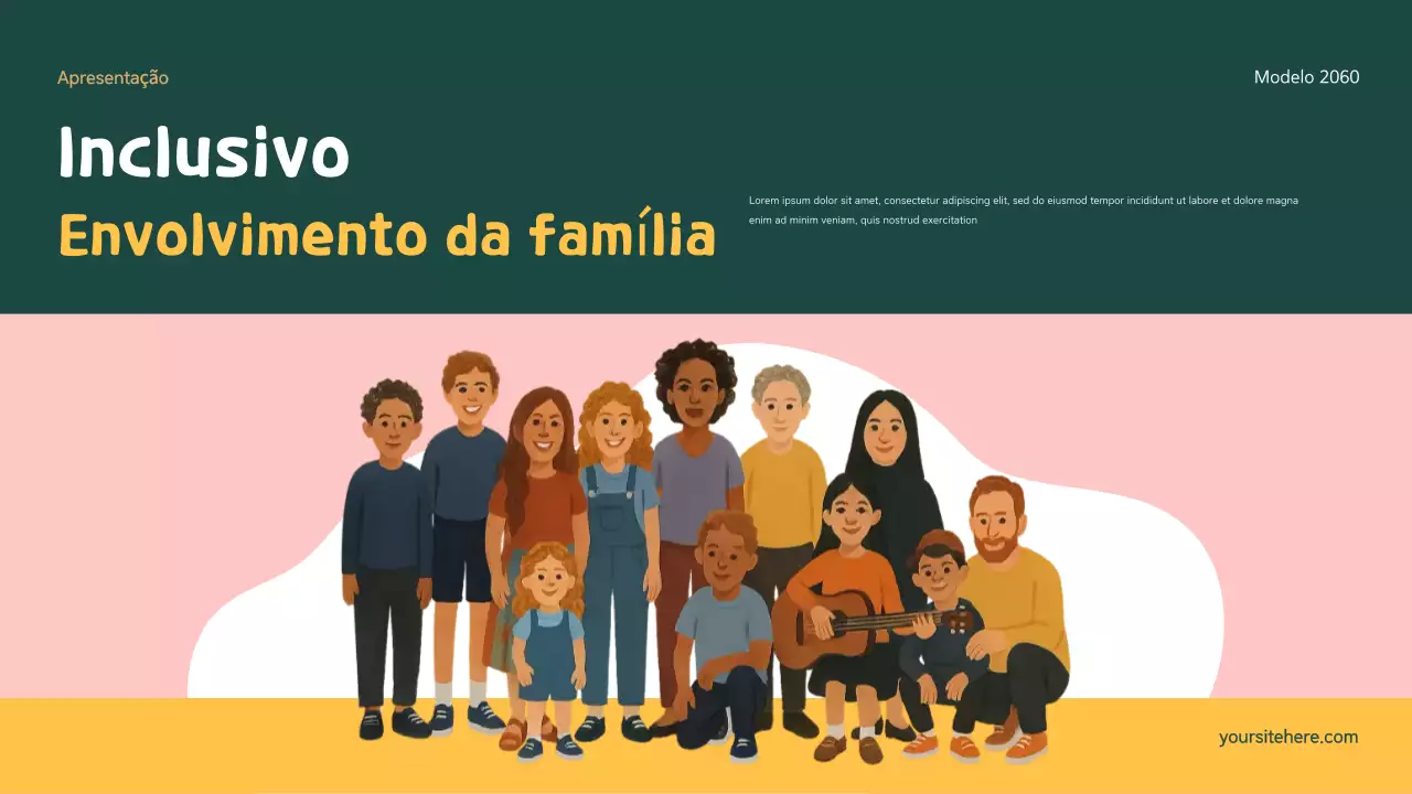 Apresentação sobre Família Moderna e Inclusão Verde e Laranja