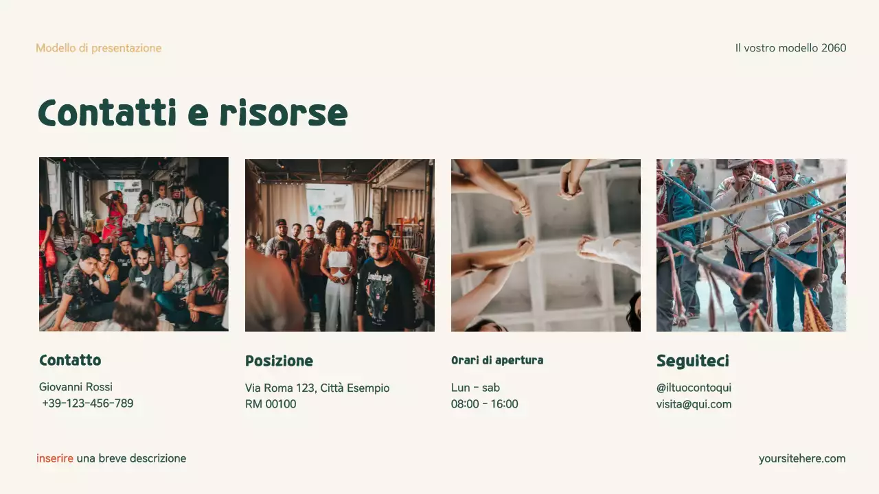 Presentazione sulla famiglia moderna e inclusiva verde e arancione