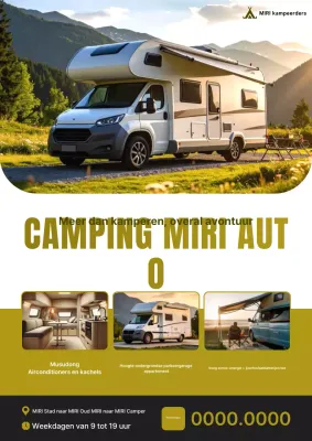 Khaki moderne campervan advertentie