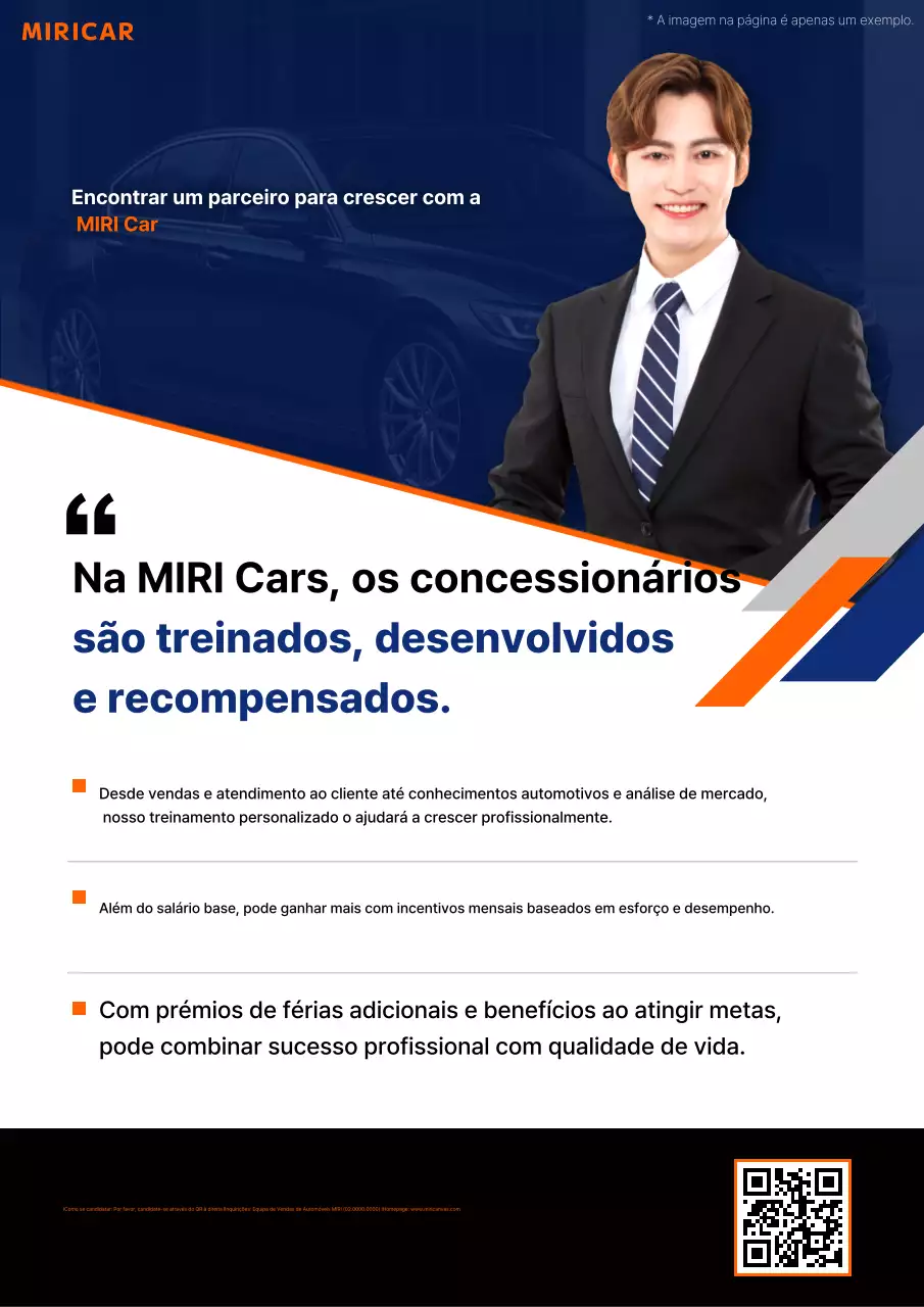 Vaga de emprego para concessionária de carros modernos em laranja e azul