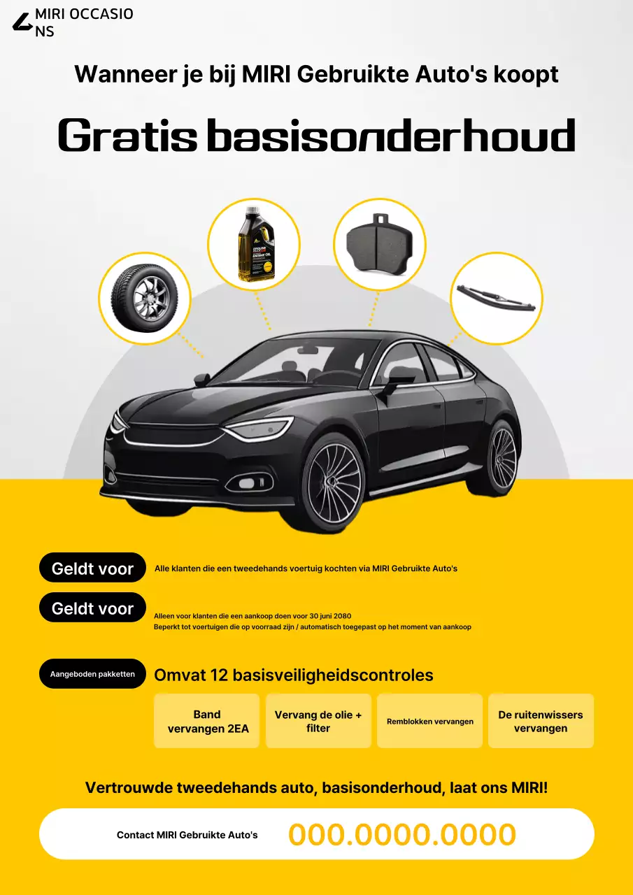 Gele moderne auto-advertentie