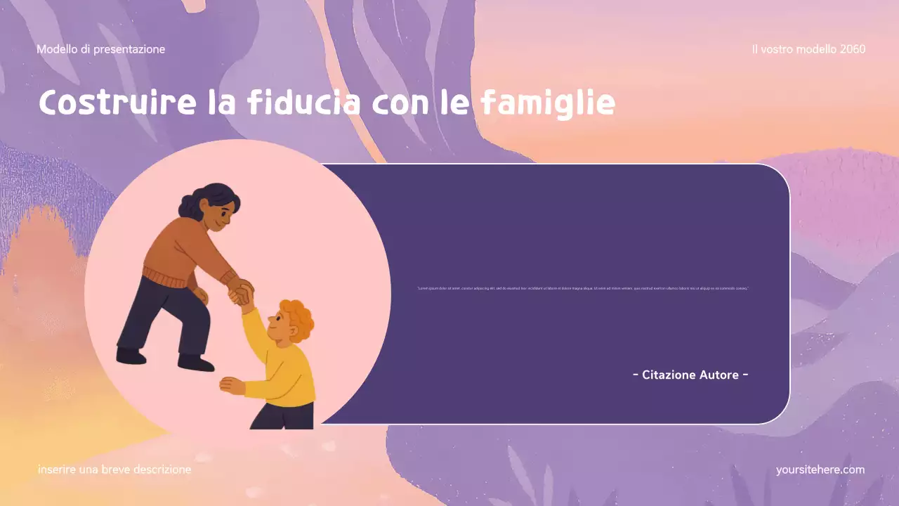 Presentazione sulla famiglia moderna e inclusiva verde e arancione