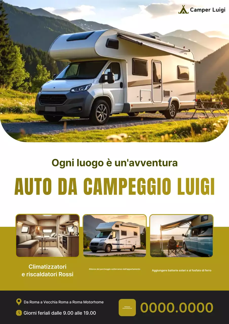Pubblicità del camper moderno color cachi