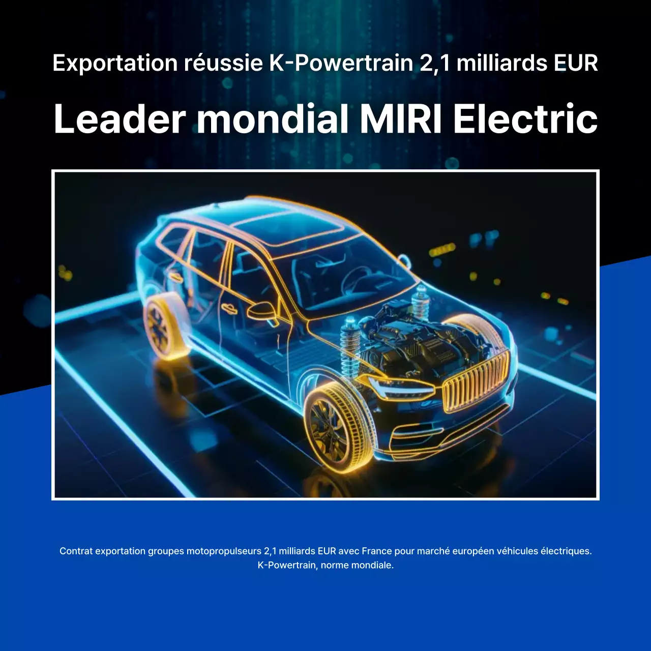 Publicité pour la Cyber ​​​​Car bleue