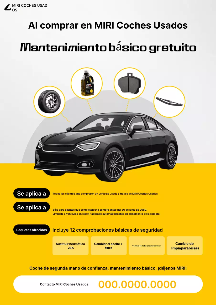 Anuncio de coche moderno amarillo