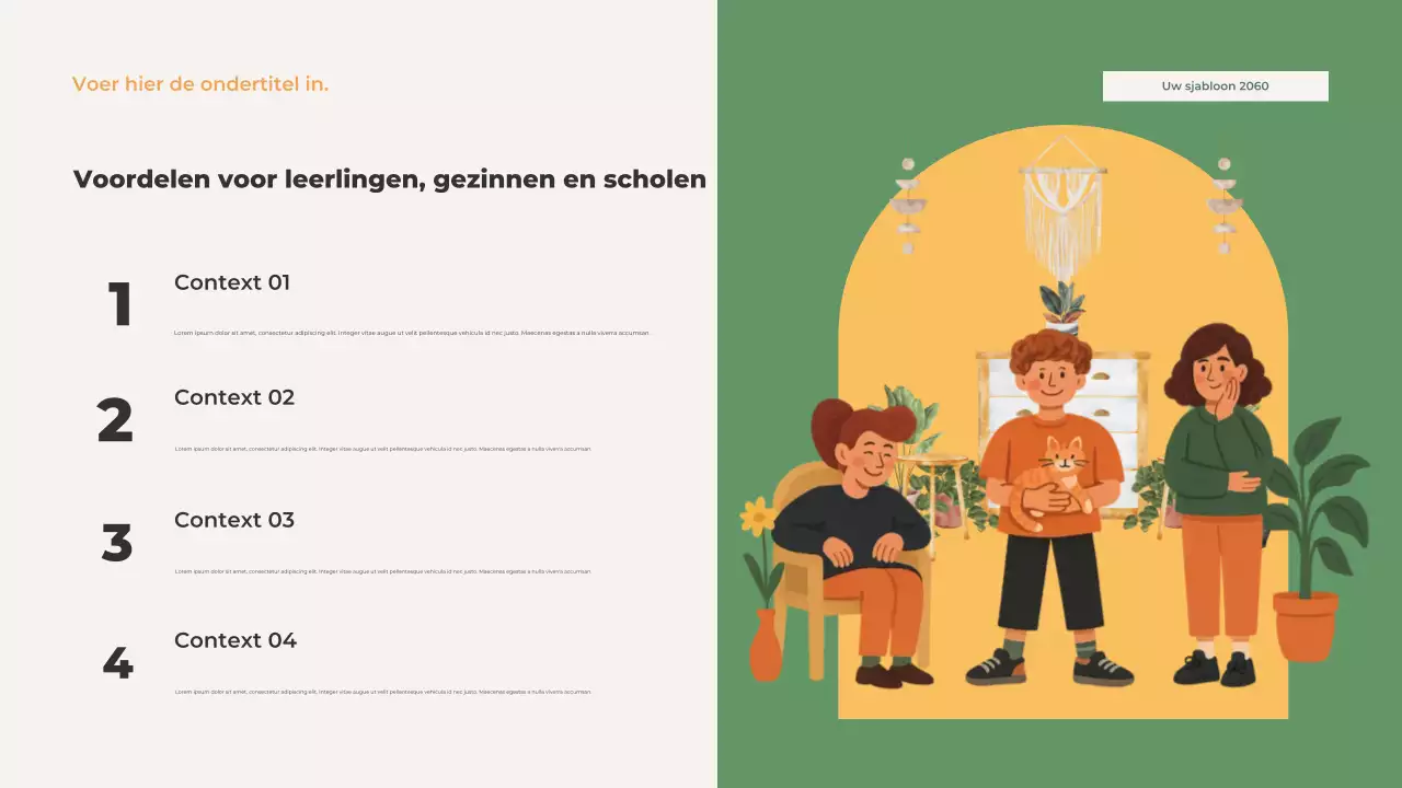 Presentatie over oranje geïllustreerde familiewaarden