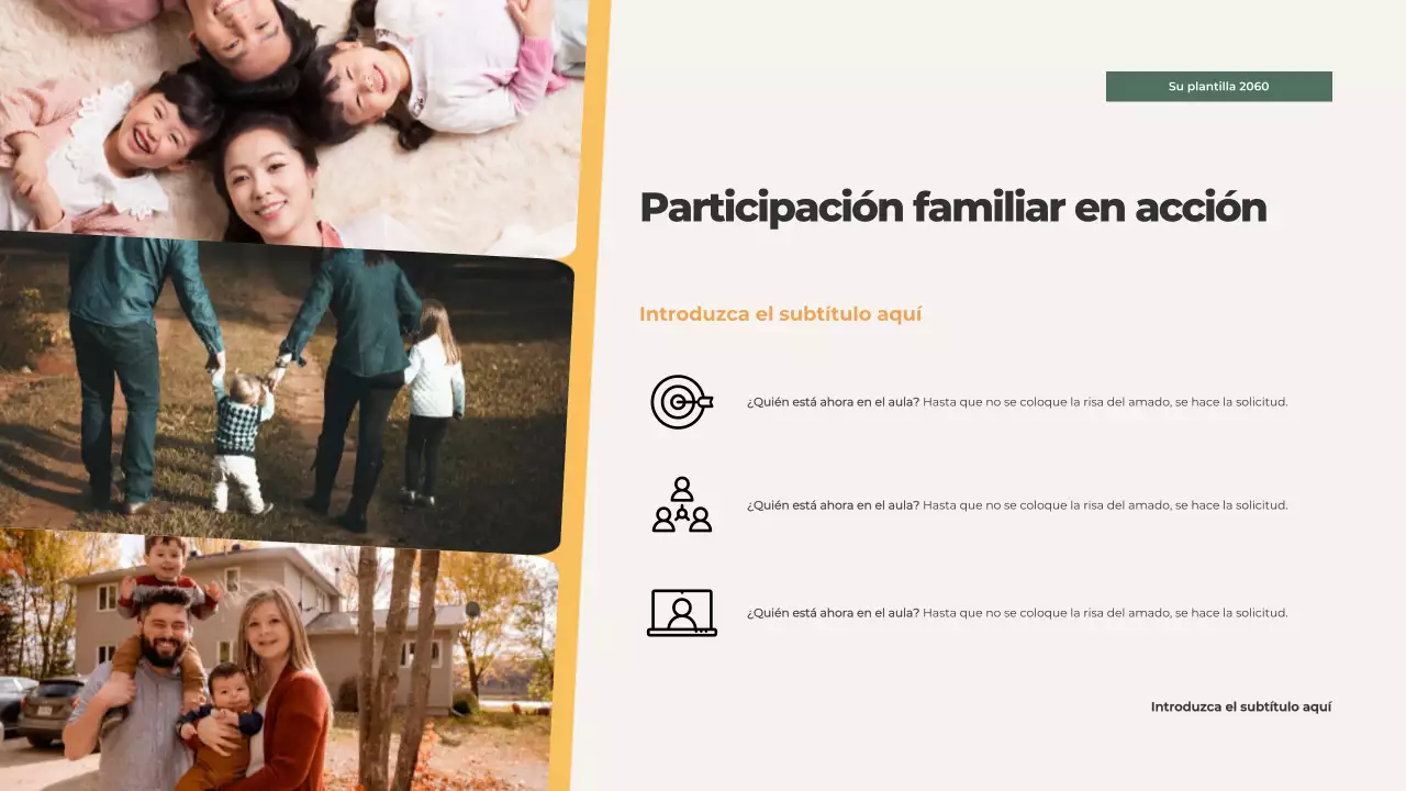 Presentación ilustrada de los valores familiares de Orange