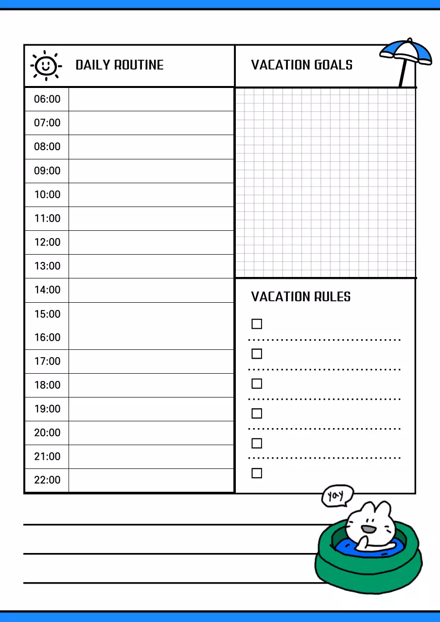 하늘색 심플 방학 계획서