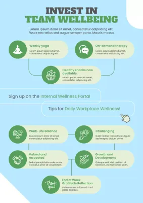 Blue and Green Modern Workplace Wellness Program Promotion Poster