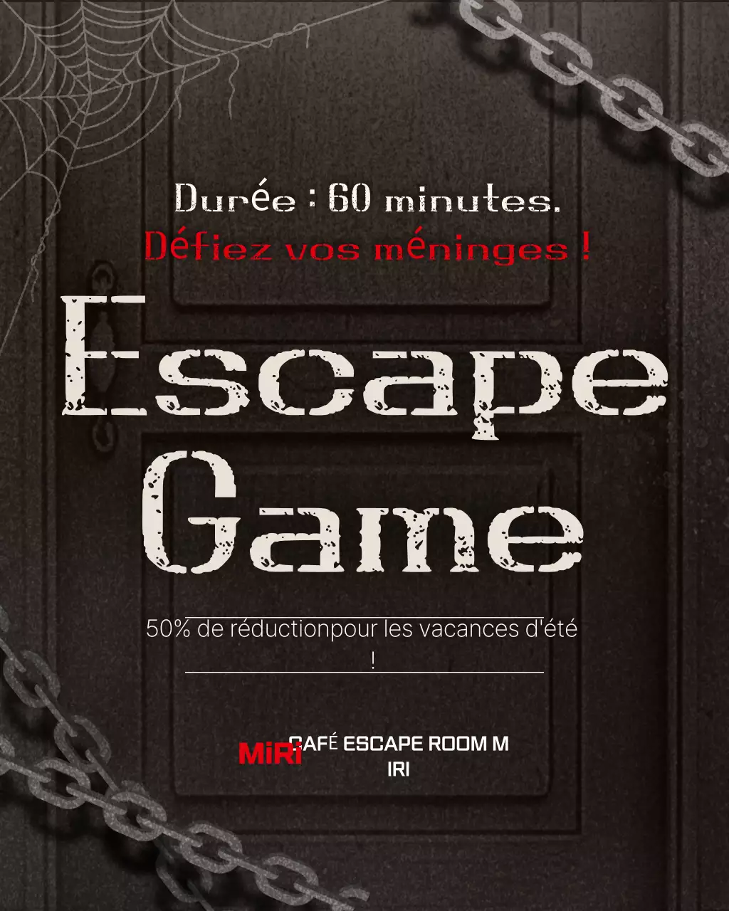 Promotion du jeu d'évasion fantastique rouge et noir