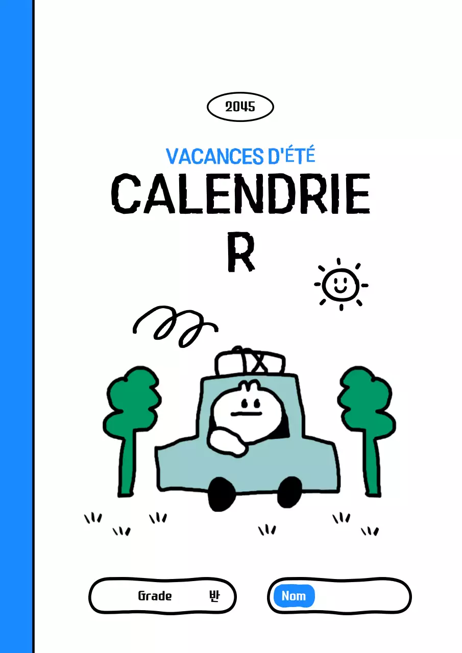 Planificateur de vacances simple bleu ciel