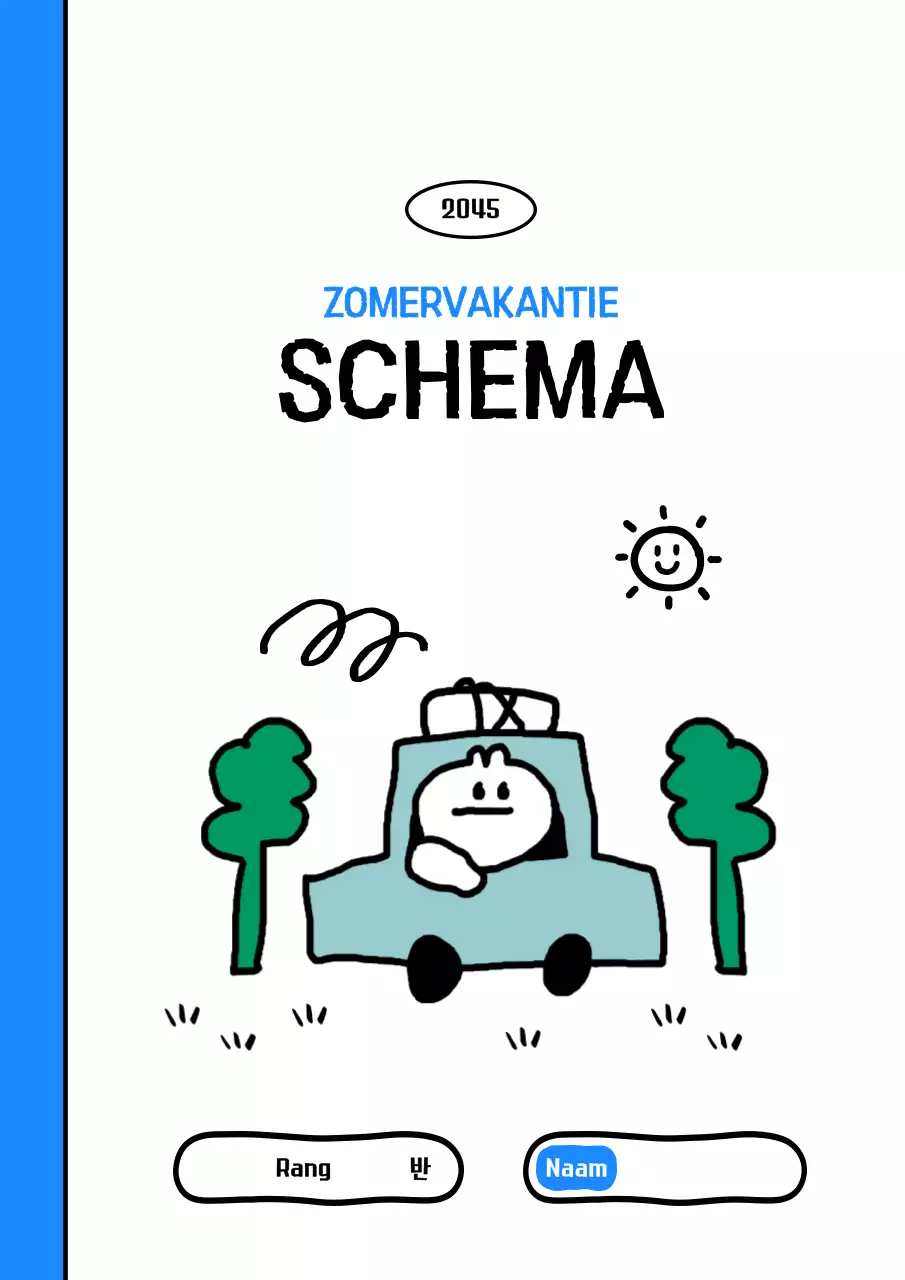 Hemelsblauwe eenvoudige vakantieplanner