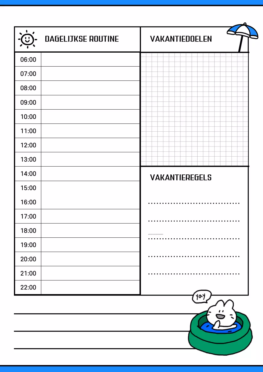 Hemelsblauwe eenvoudige vakantieplanner