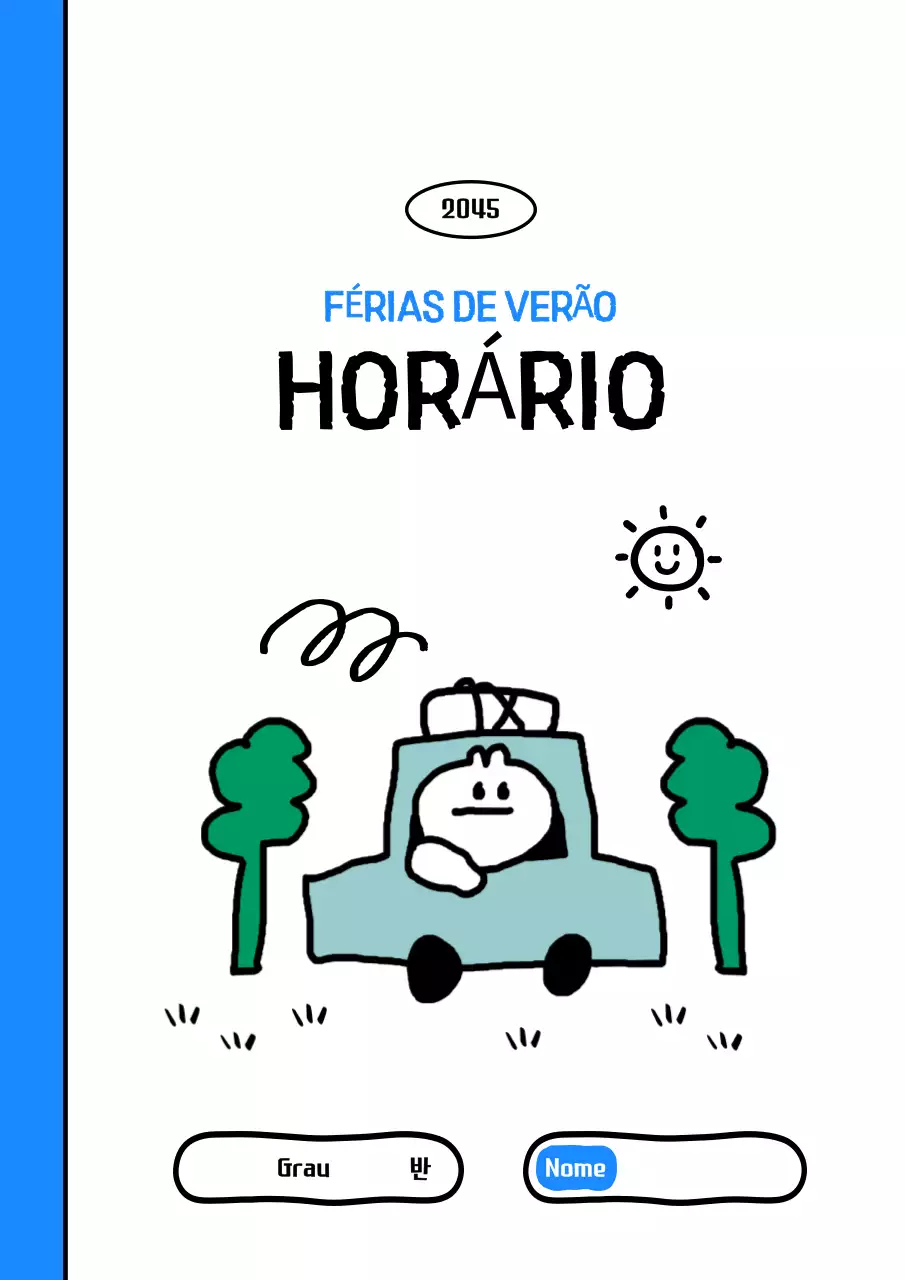 Planejador de férias simples azul-celeste
