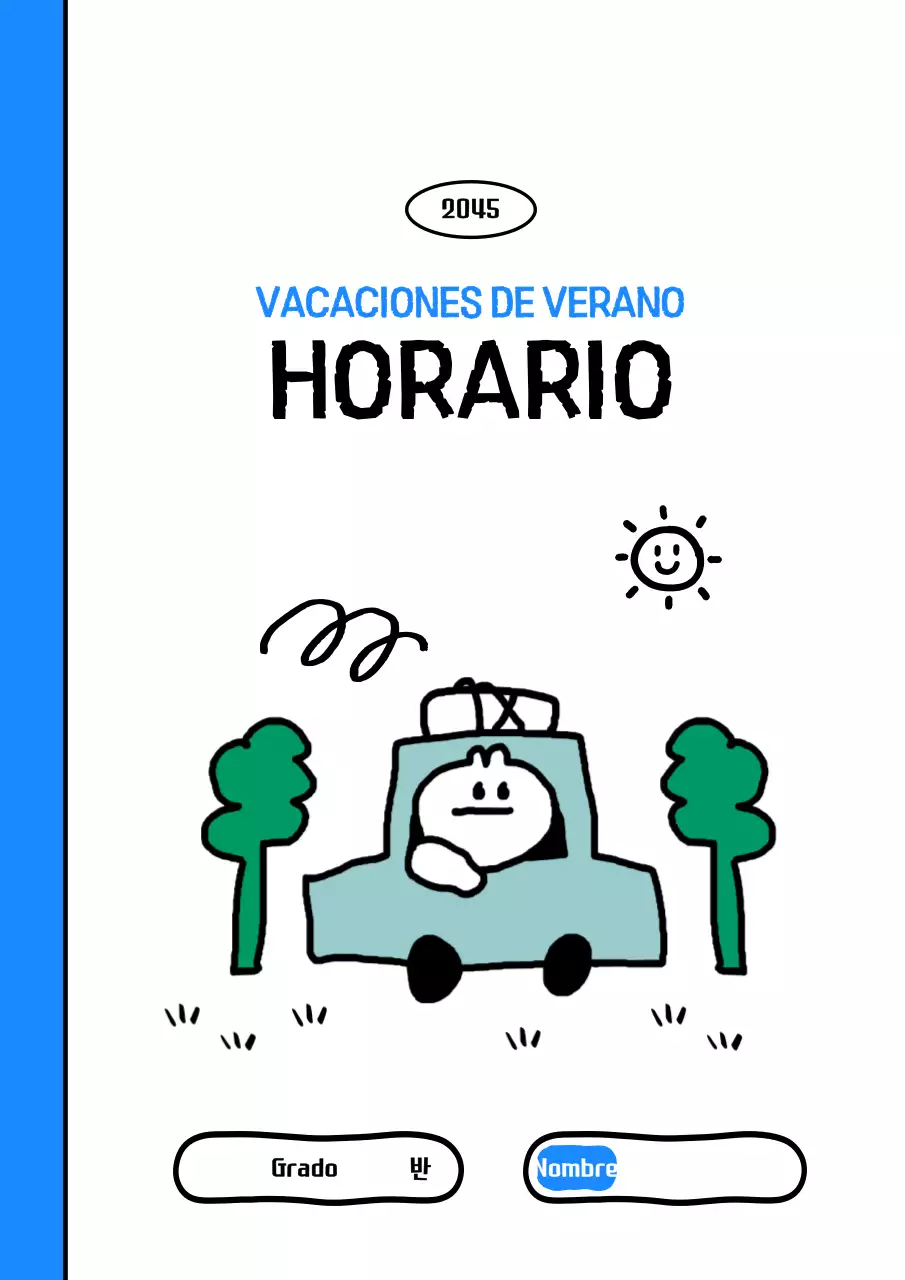 Planificador de vacaciones sencillo azul cielo