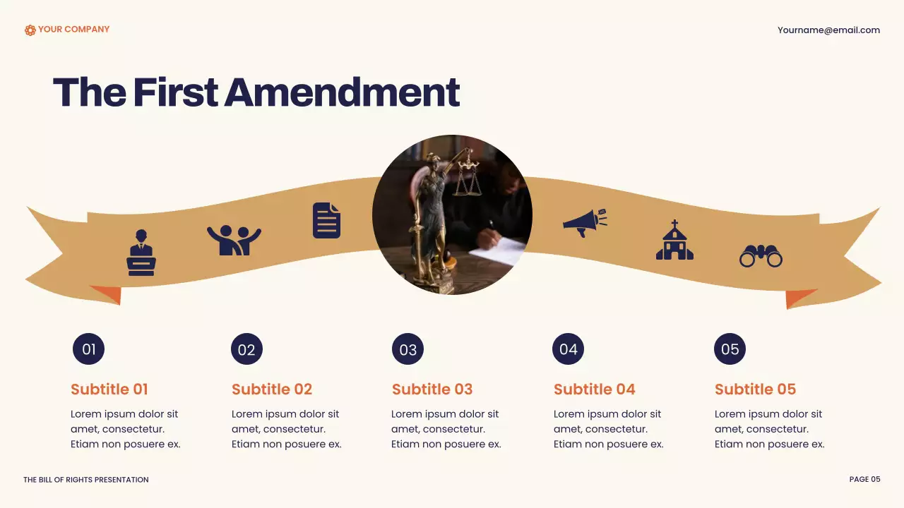 Navy and Orange Modern Bill of Rights Presentation