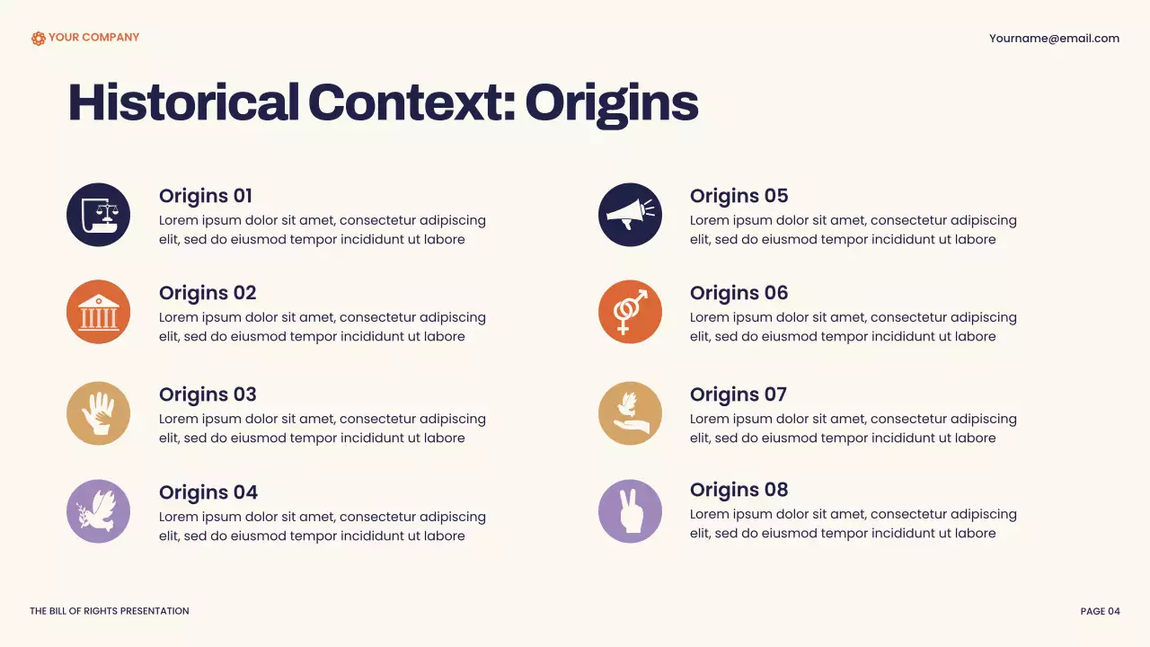 Navy and Orange Modern Bill of Rights Presentation