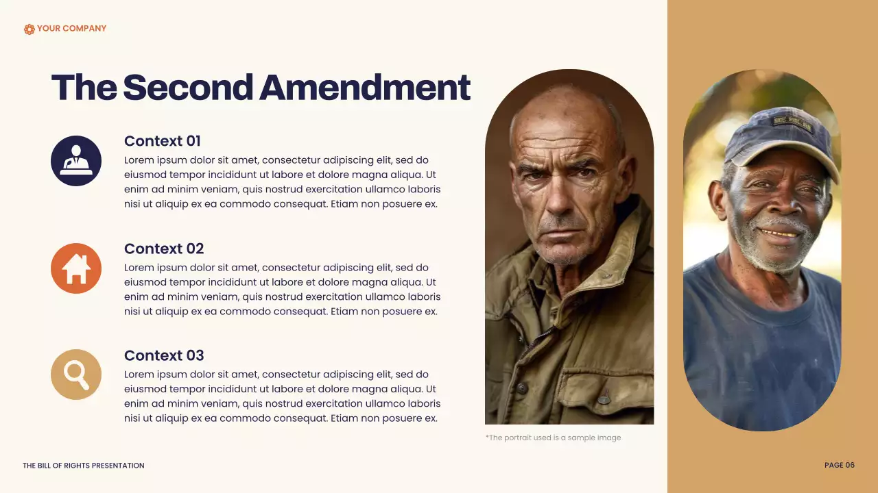 Navy and Orange Modern Bill of Rights Presentation